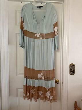 For Love & Lemons Mint Green Floral Maxi Dress